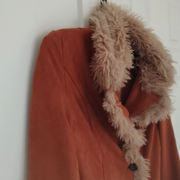 CARHARTT Faux Suede 2 Button Collared Lightweight Embroidered Coat Sz M - Picture 8 of 14